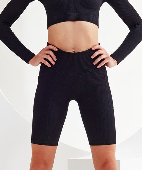 Tri Dri Ladys Ribbed Seamless Shorts.