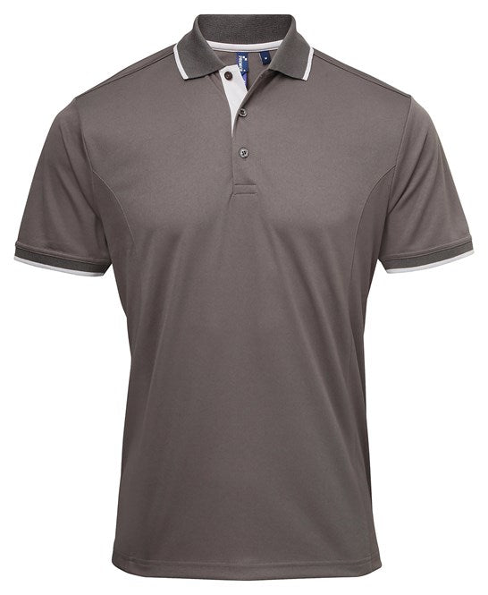 Premier Mens Contrast Tipped Coolchecker Polo.