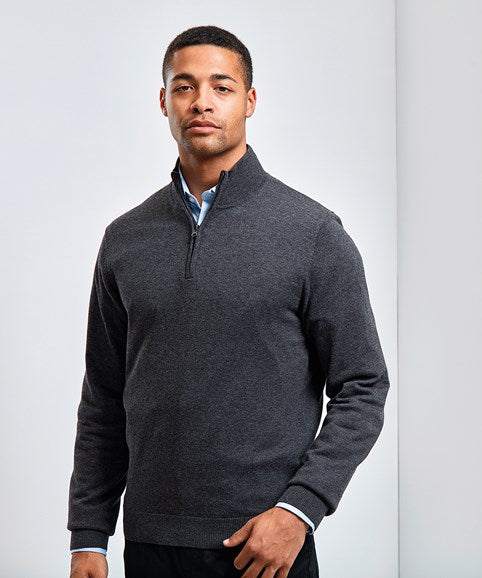 Premier Mens 1/4 zip Knitted Sweater