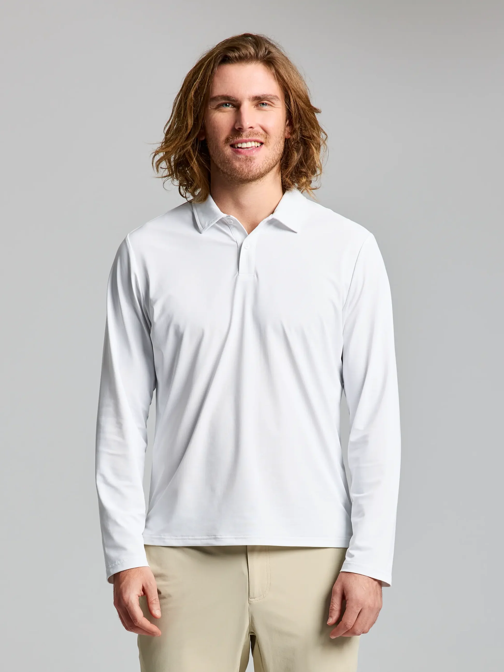 Slam Mens L/S Tech Pique Polo.