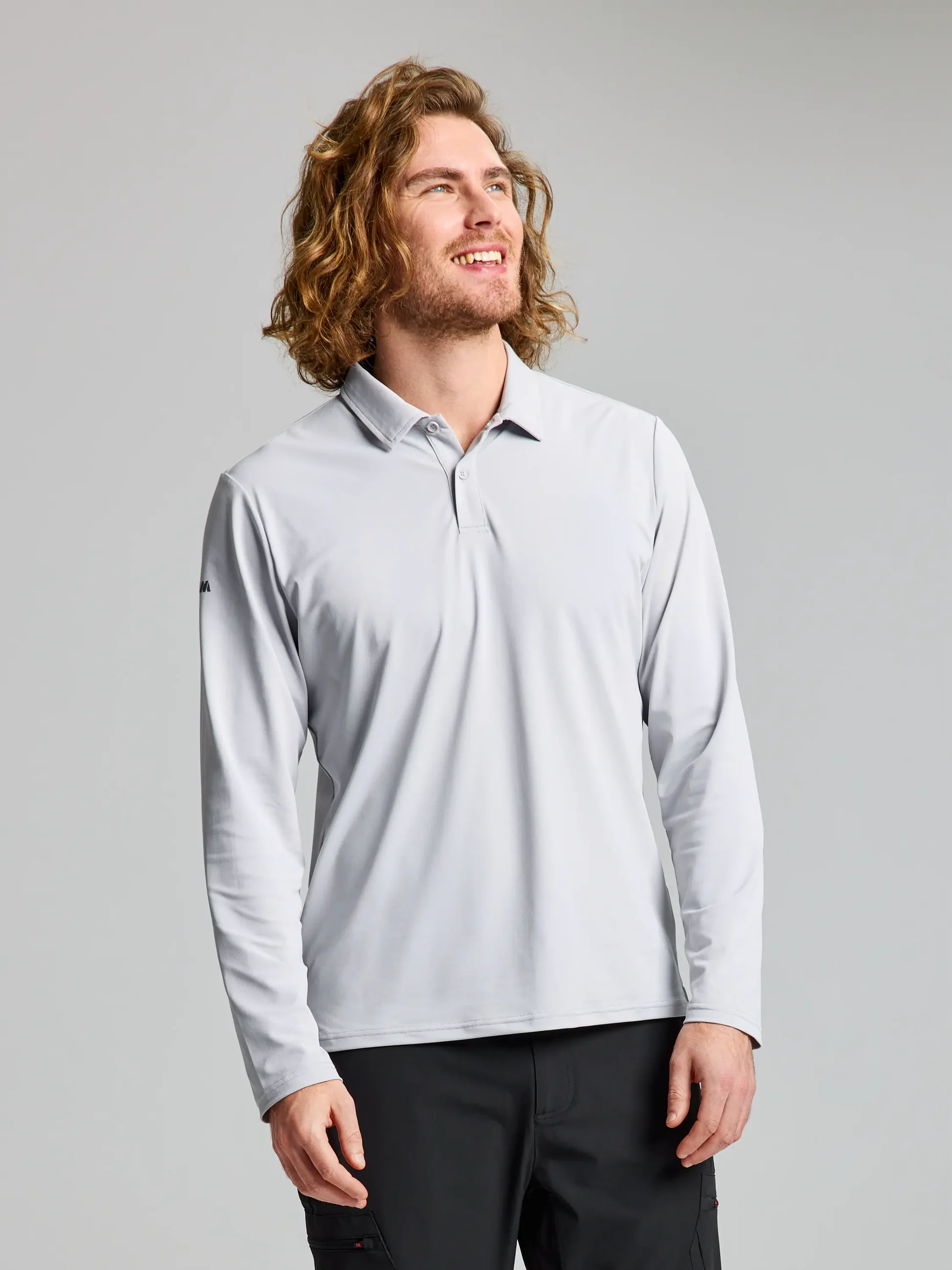 Slam Mens L/S Tech Pique Polo.