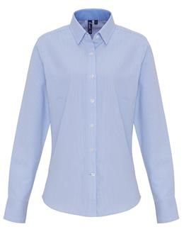 Premier Ladies Cotton Rich Oxford Stripes Shirt.