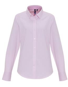 Premier Ladies Cotton Rich Oxford Stripes Shirt.