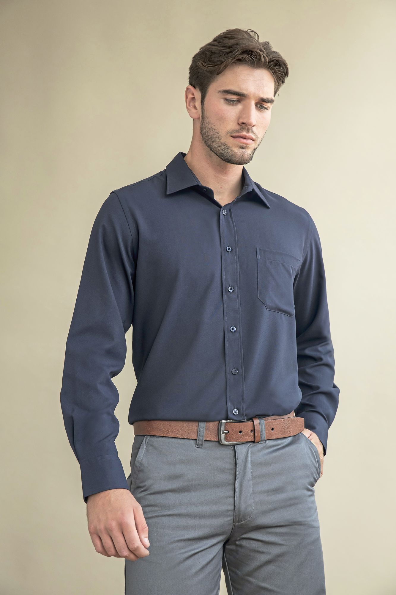 Henbury Mens L/S Wicking Shirt.