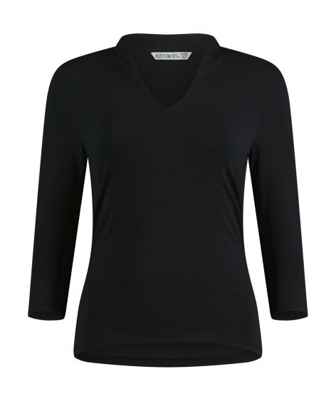 Kustom Kit Ladies 3/4 Sleeve Mandarin Collar Top.