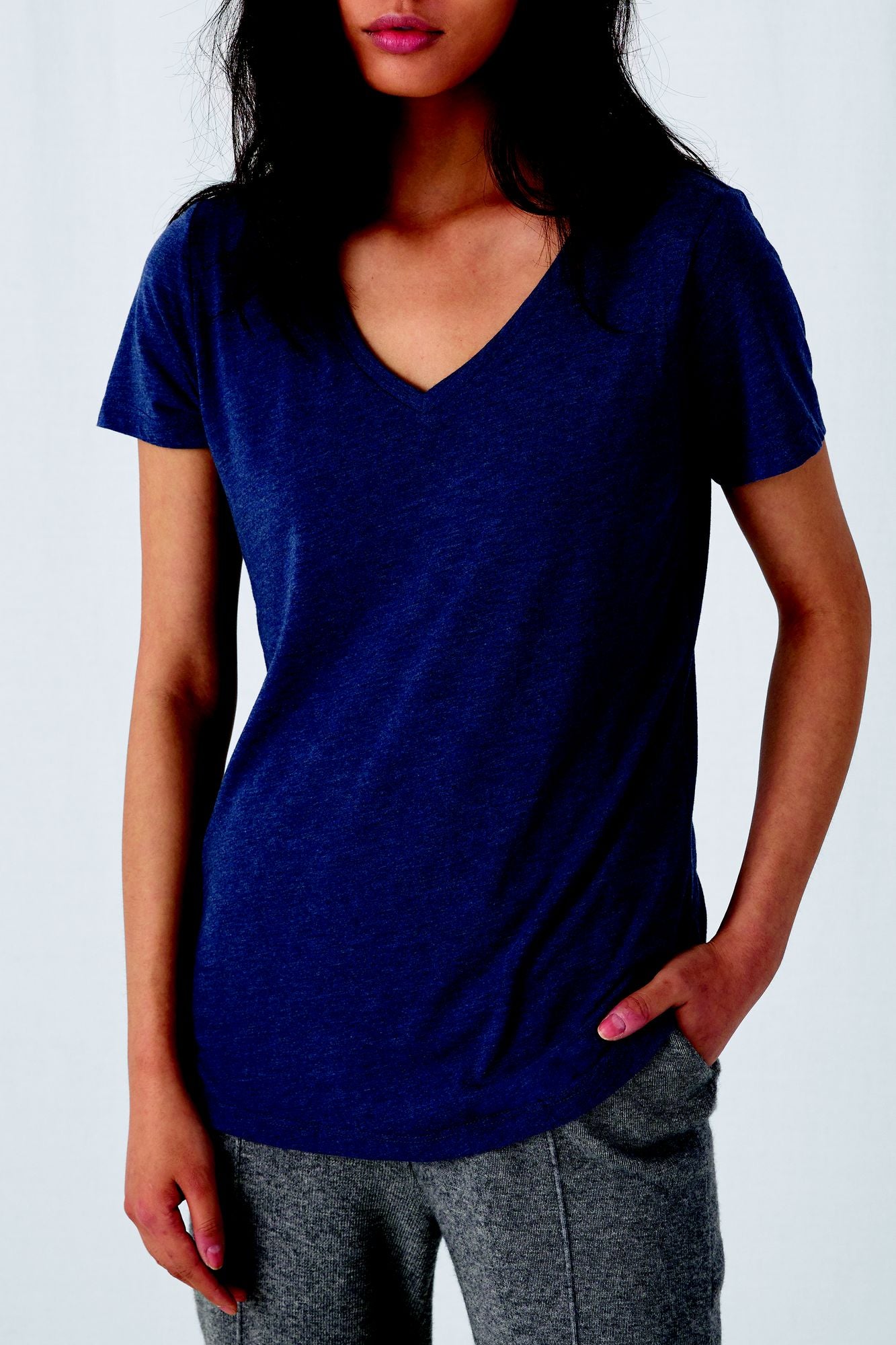 B&C Ladies Triblend V-Neck T-Shirt.