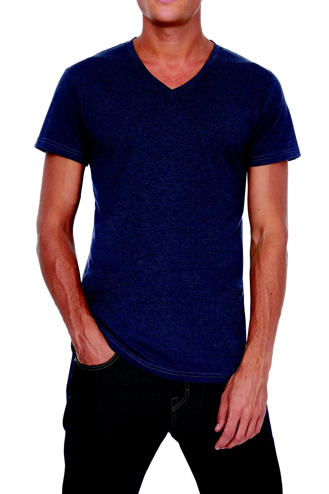 B&C Mens Triblend V-Neck T-Shirt.