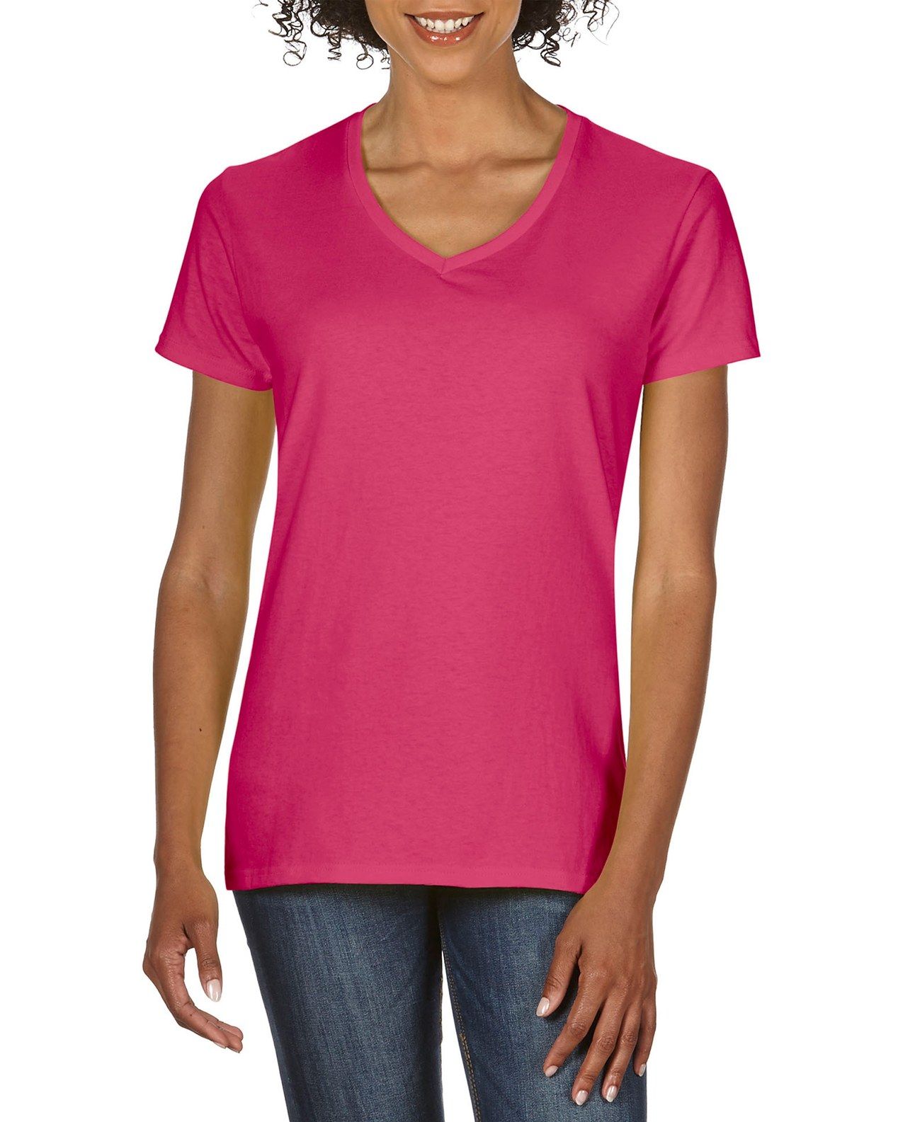 Gildan Ladies Premium Cotton V-Neck T-Shirt.