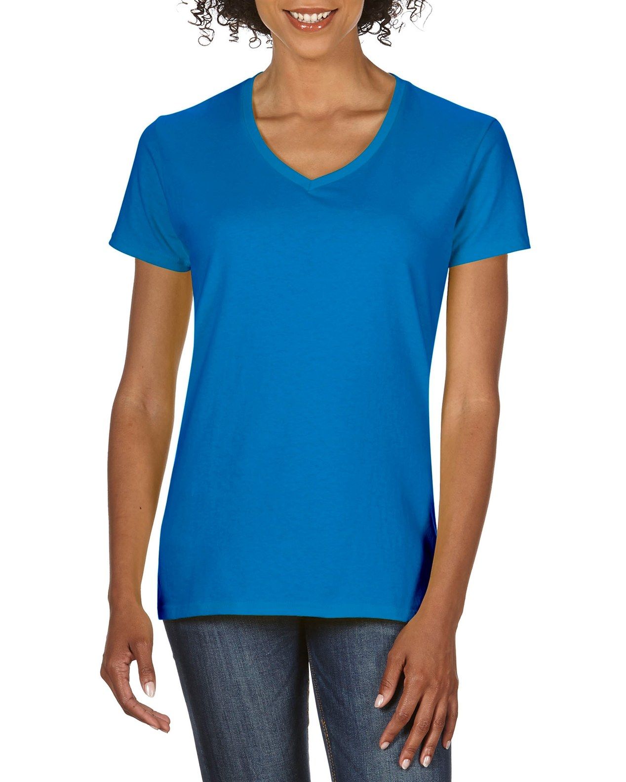 Gildan Ladies Premium Cotton V-Neck T-Shirt.