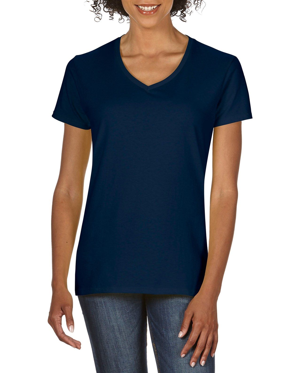 Gildan Ladies Premium Cotton V-Neck T-Shirt.