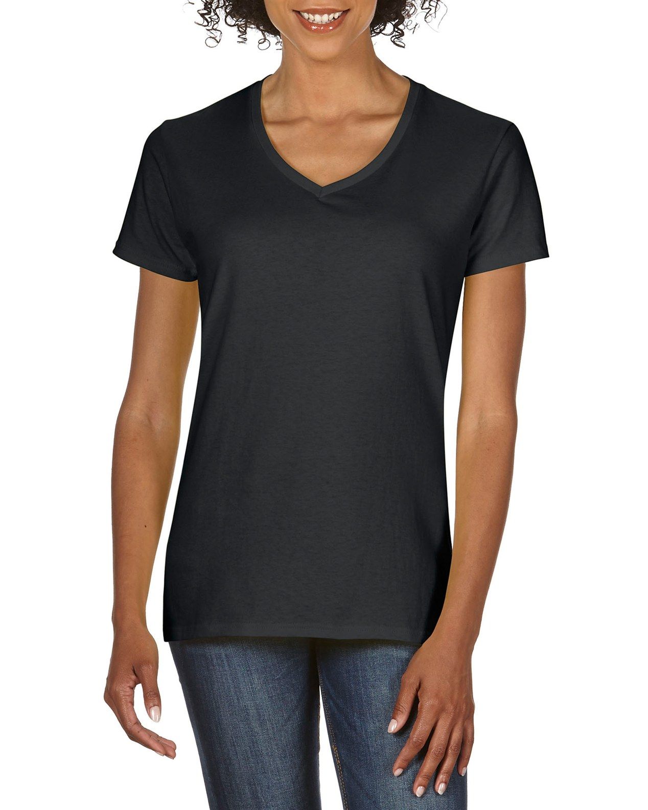 Gildan Ladies Premium Cotton V-Neck T-Shirt.