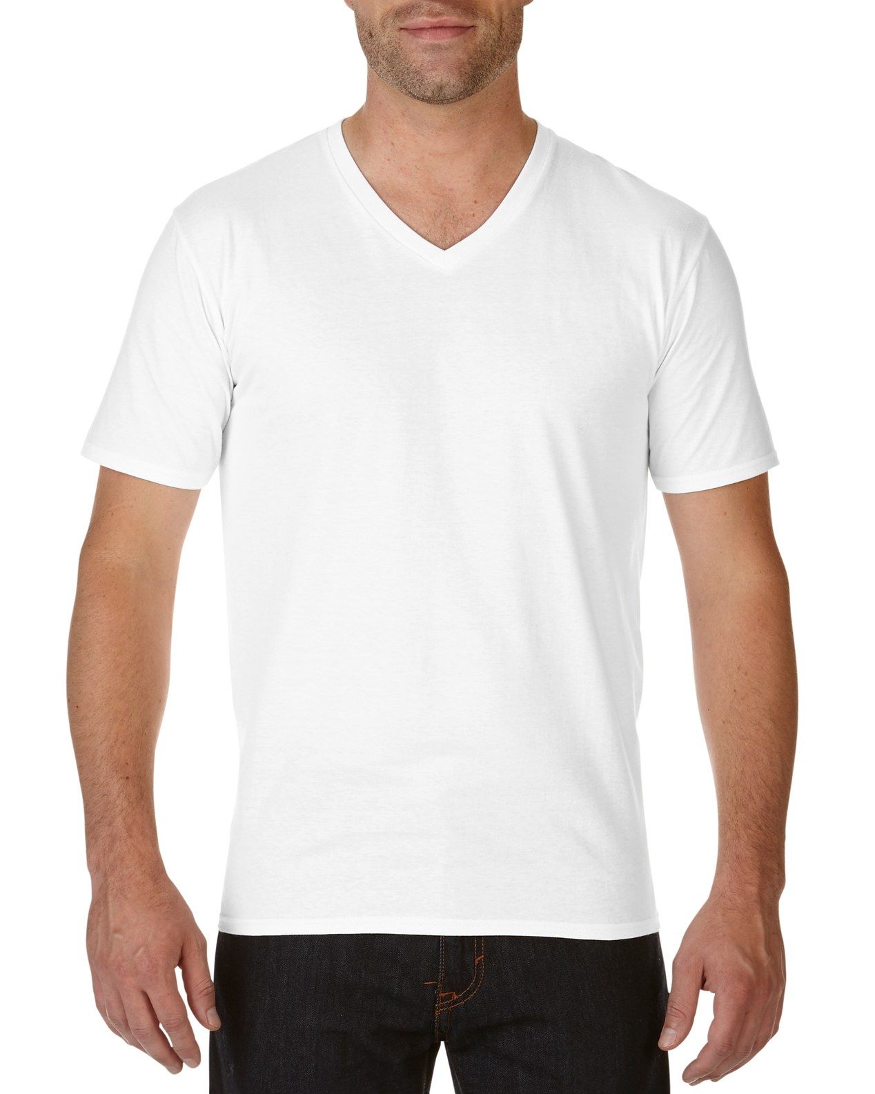 Gildan Mens Premium Cotton V-Neck T-Shirt.